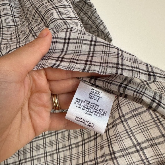 Nili Lotan Brooke Check Plaid Cotton Blouse Size Small - Picture 7 of 10